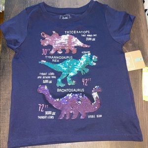 Bixby dinosaur sequin flip tee | Girls S (6-7)